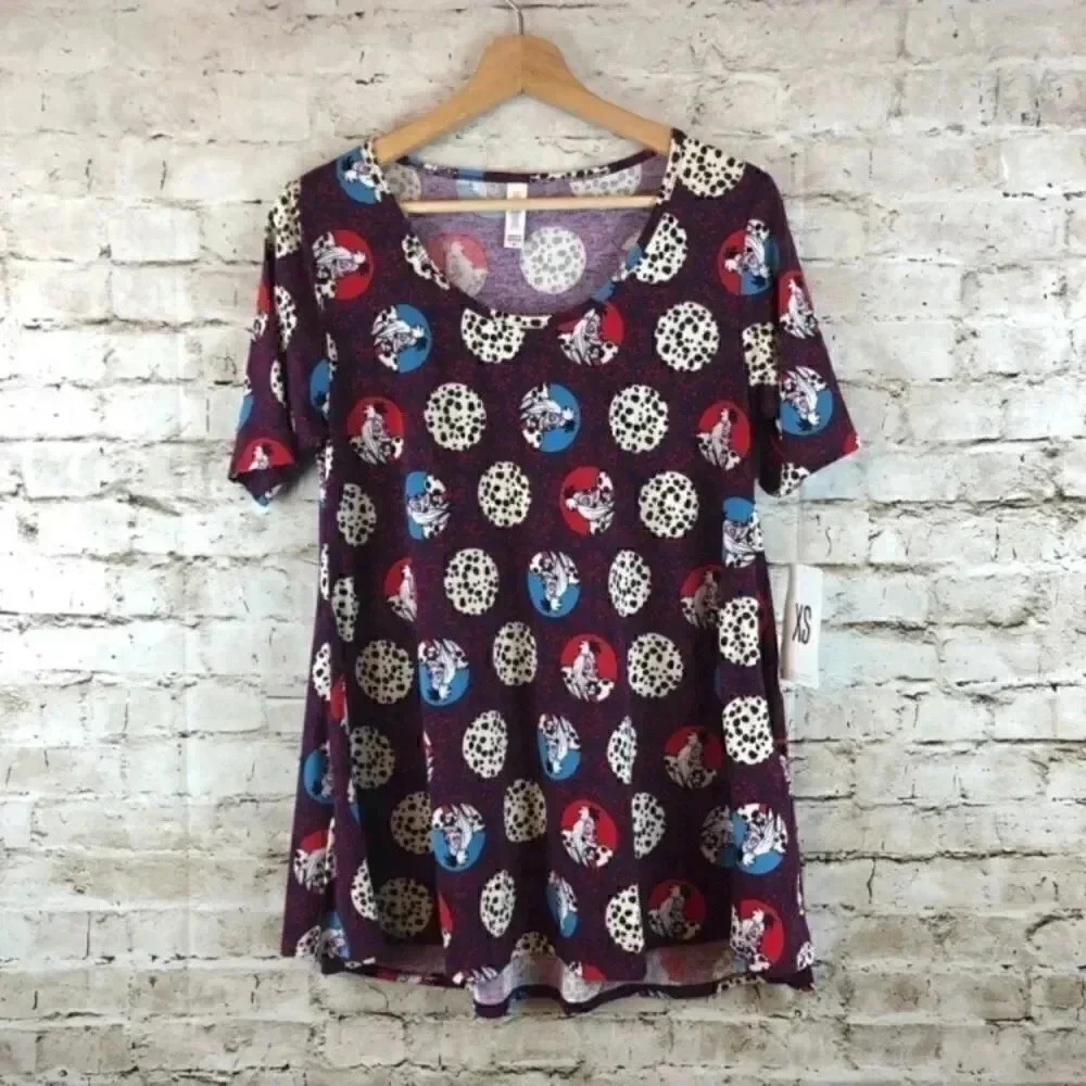 NWT LuLaRoe Perfect T Shirt Disney Cruella Sz XS